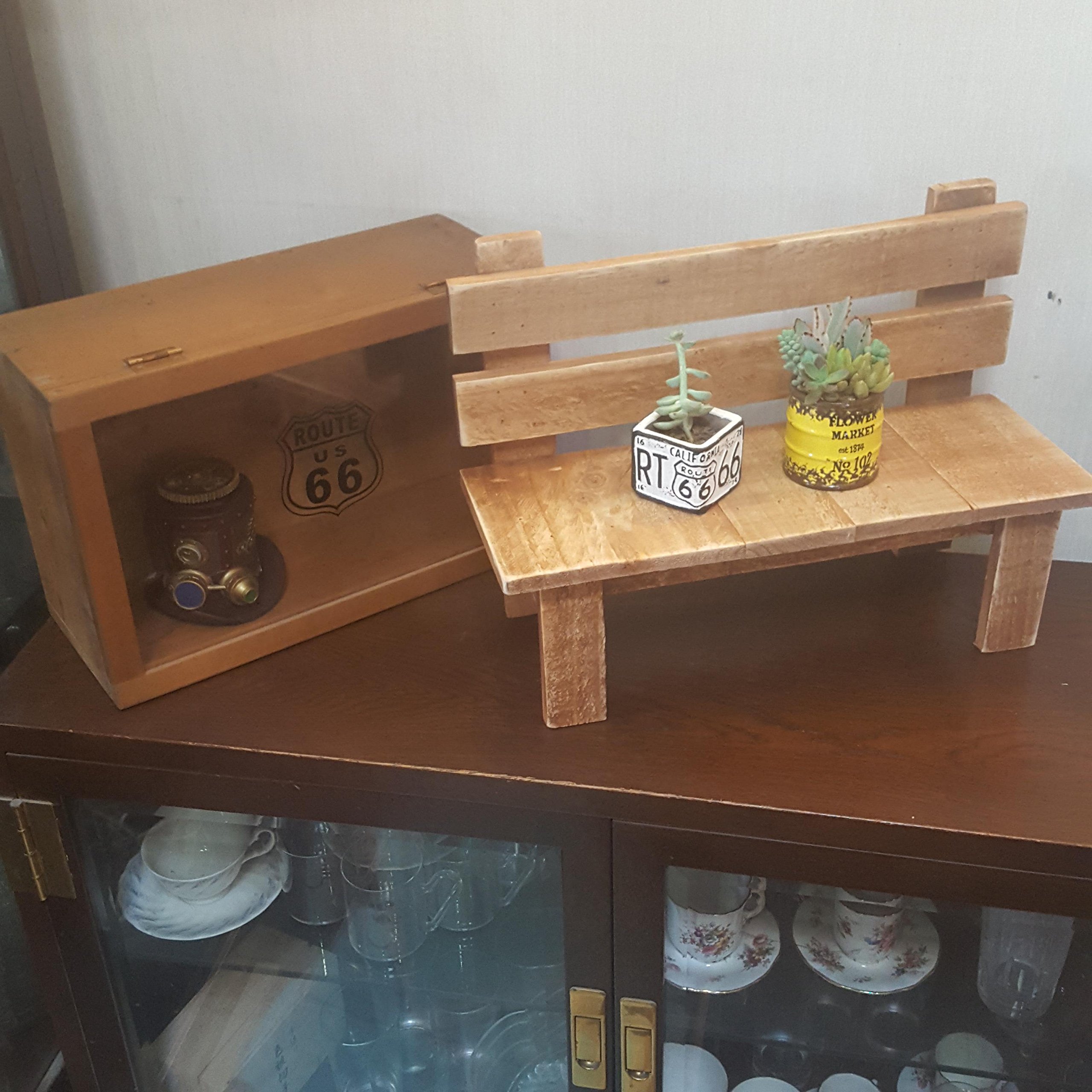 ハンドメイド ベンチ/小物置き Amazon | 【ガーデニング】ミニサイズ ベンチ【小物置き】 (オーク